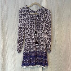 Bohemian Purple Blue and White Patterned Dress